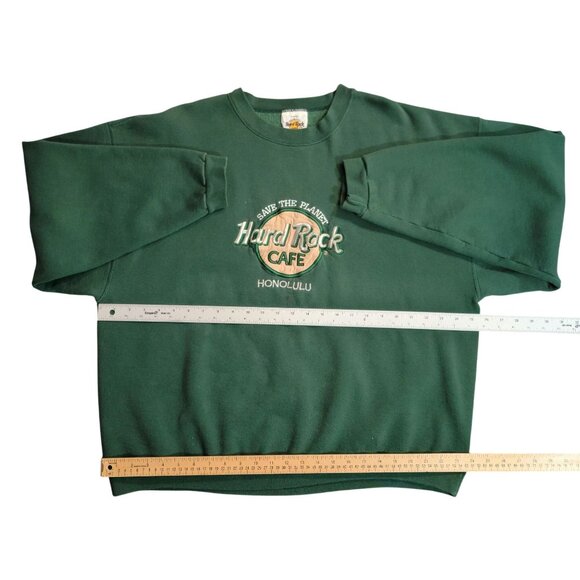 Hard Rock Cafe Honolulu Green Sweatshirt X-Large Save The Planet Made In USA - Picture 11 of 13